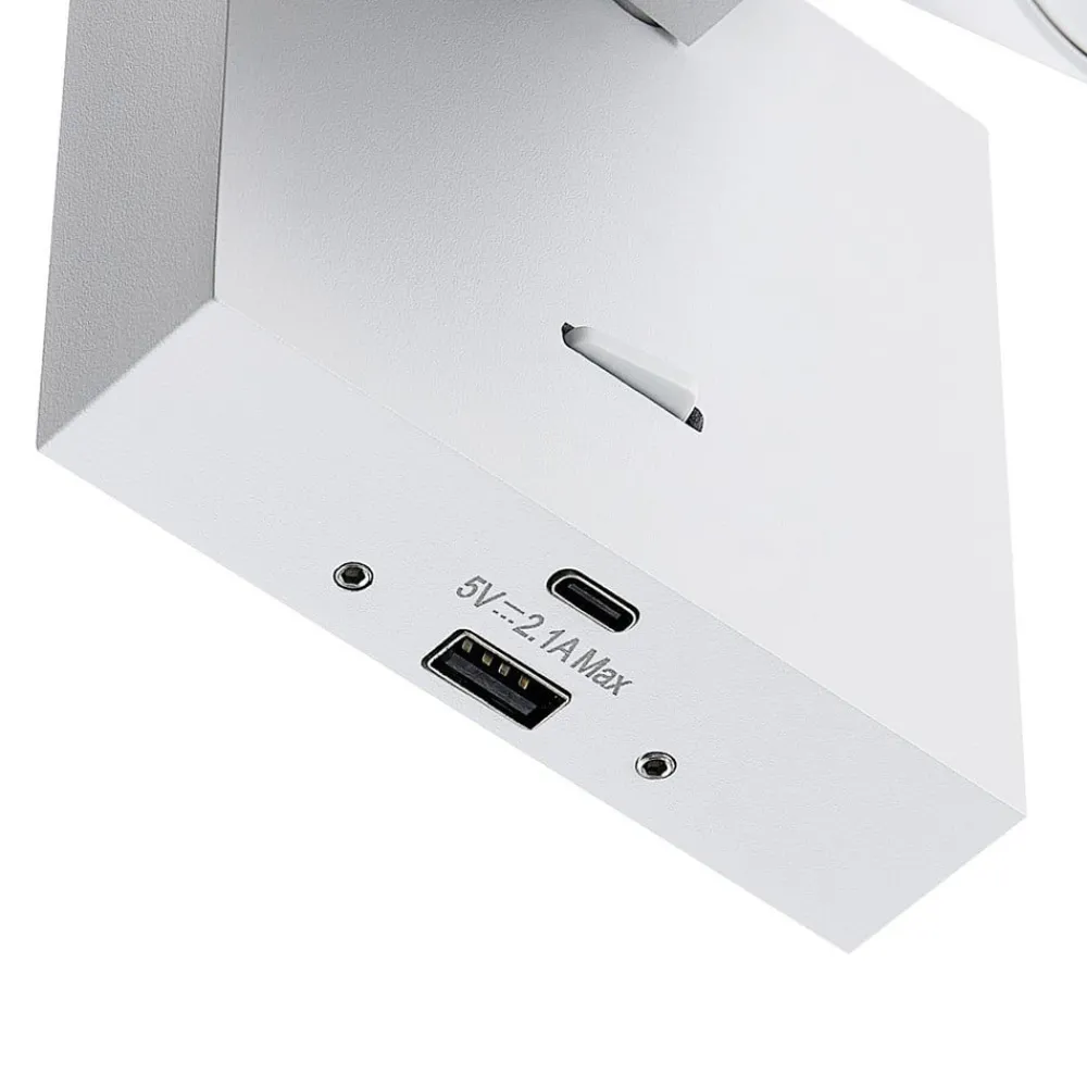 Væglamper|Væglamper ^ Deko-Light CAN TILT vægspot, hvid, 10 x 10 cm, metal, kontakt, USB