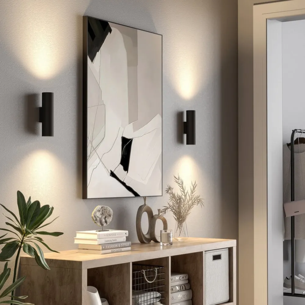 Deko-Light Væglamper|Væglamper > CAN væglampe, sort, 2 lyskilder, højde 22 cm, metal, GU10