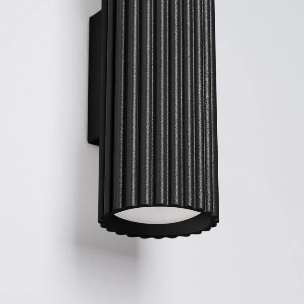 Væglamper ^ SOLLUX LIGHTING Carbon væglampe, sort, højde 20 cm, aluminium, 2 lyskilder.