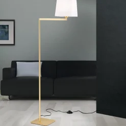 ORION Gulvlamper|Gulvlamper > Carlton tekstilgulvlampe, mat messing