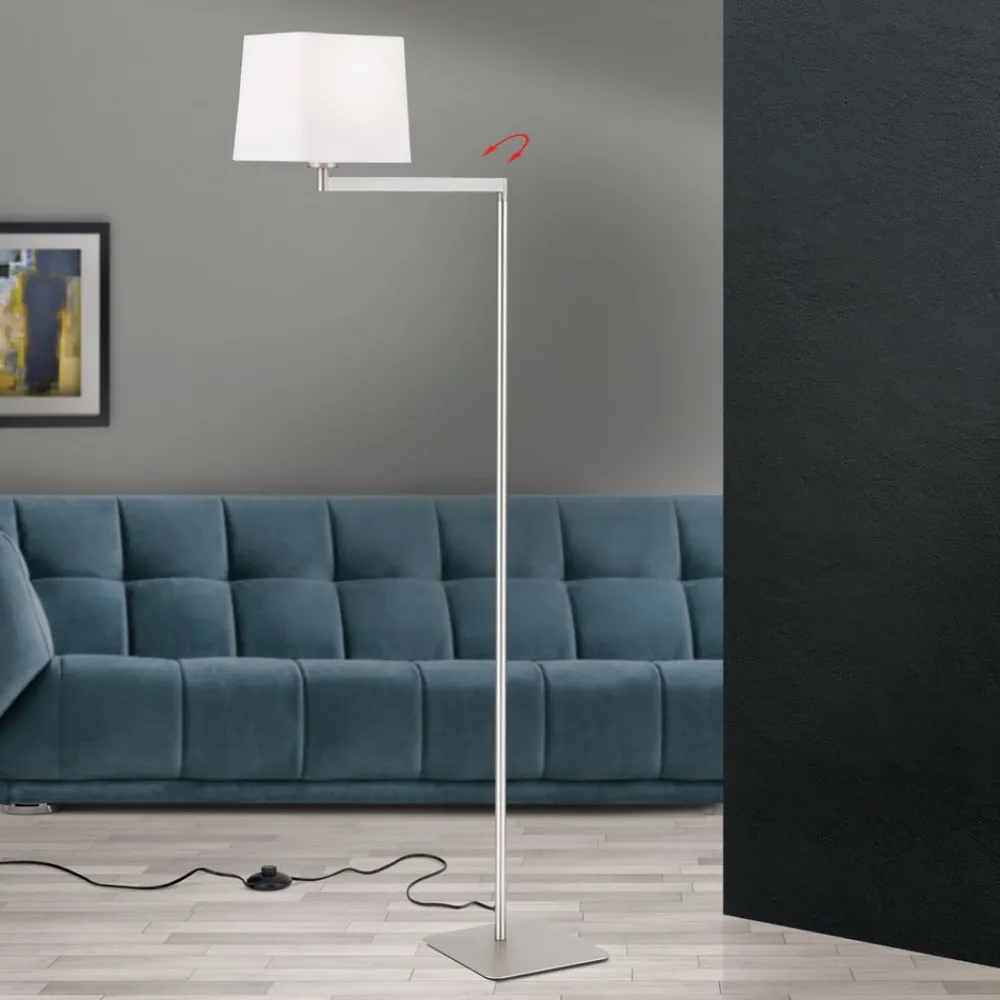 Gulvlamper ^ ORION Carlton tekstilgulvlampe, mat nikkel