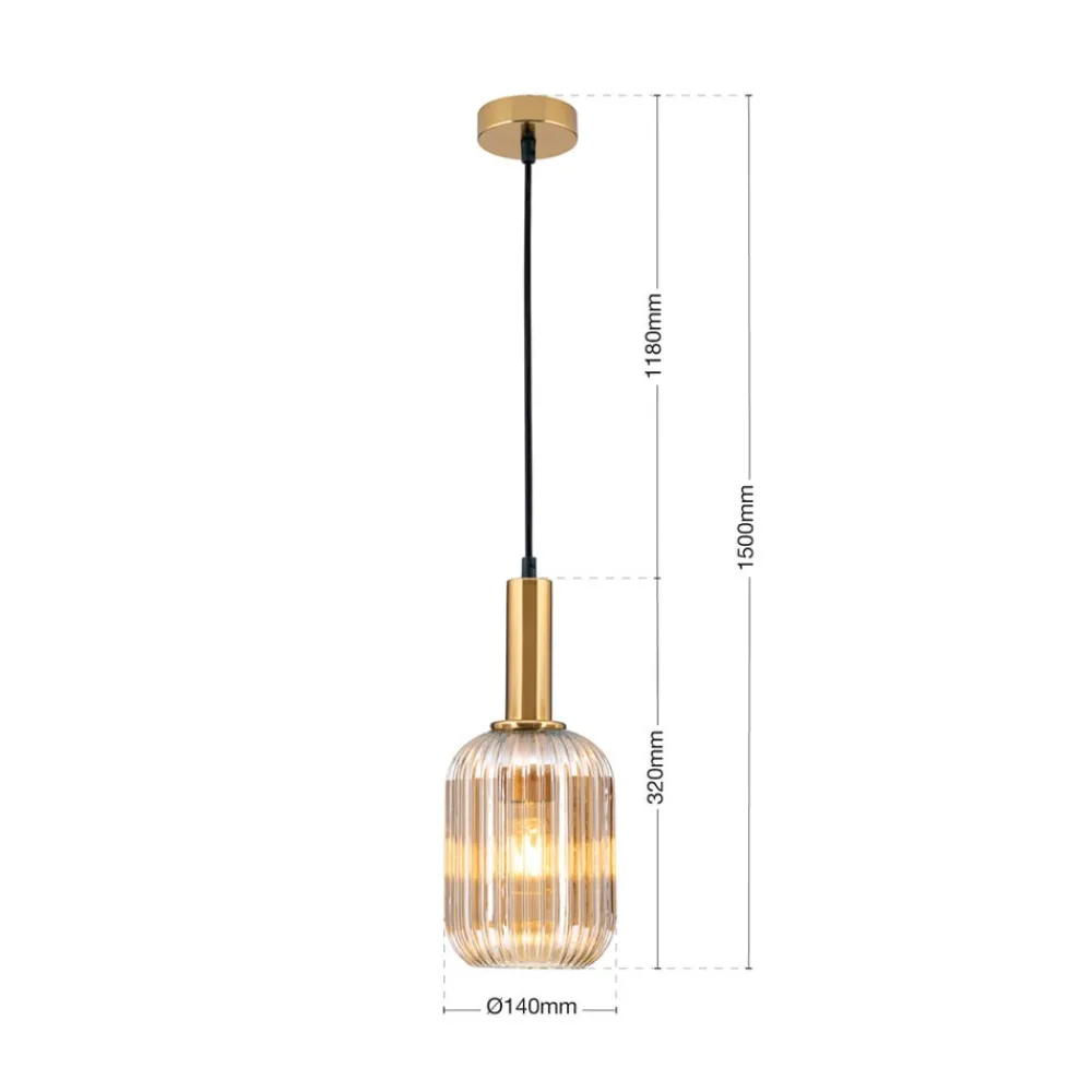 ORION Pendellamper > Carneval pendellampe, antik messing/amber, Ø 14 cm, glas