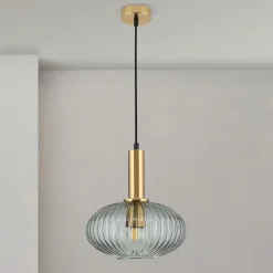 ORION Pendellamper > Carneval pendellampe, antik messing/røggrå, Ø 25 cm, glas