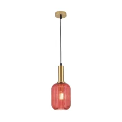 ORION Pendellamper > Carneval pendellampe, antik messing/rød, Ø 14 cm, glas