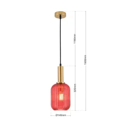 ORION Pendellamper > Carneval pendellampe, antik messing/rød, Ø 14 cm, glas