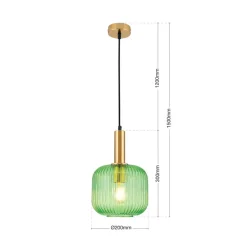 Pendellamper ^ ORION Carneval pendellampe, antik messing/grøn, Ø 20 cm, glas