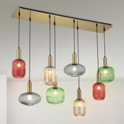 ORION Pendellamper > Carneval pendellampe, farverig, længde 140 cm, glas, 8 lyskilder.