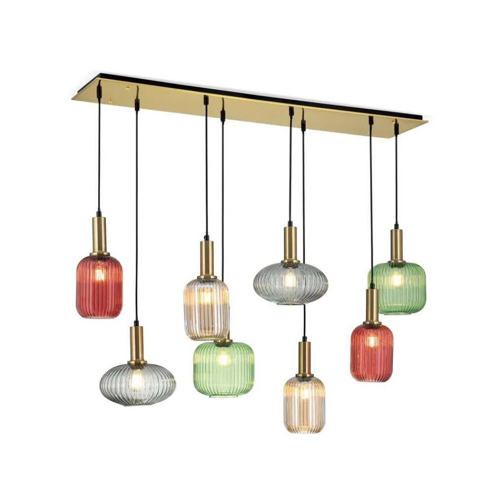 ORION Pendellamper > Carneval pendellampe, farverig, længde 140 cm, glas, 8 lyskilder.