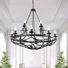 Searchlight Lysekroner > Cartwheel III lysekrone, 12 lyskilder, Ø 89 cm, sort, metal