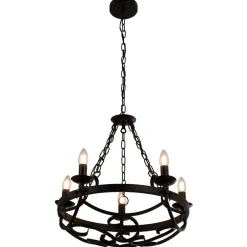 Searchlight Lysekroner > Cartwheel III lysekrone, 5 lyskilder, Ø 54 cm, sort, metal