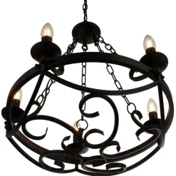 Searchlight Lysekroner > Cartwheel III lysekrone, 5 lyskilder, Ø 54 cm, sort, metal