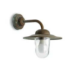 Væglamper ^ Moretti Luce Casale udendørs væglampe, messing, glas, IP44, udspring 30 cm