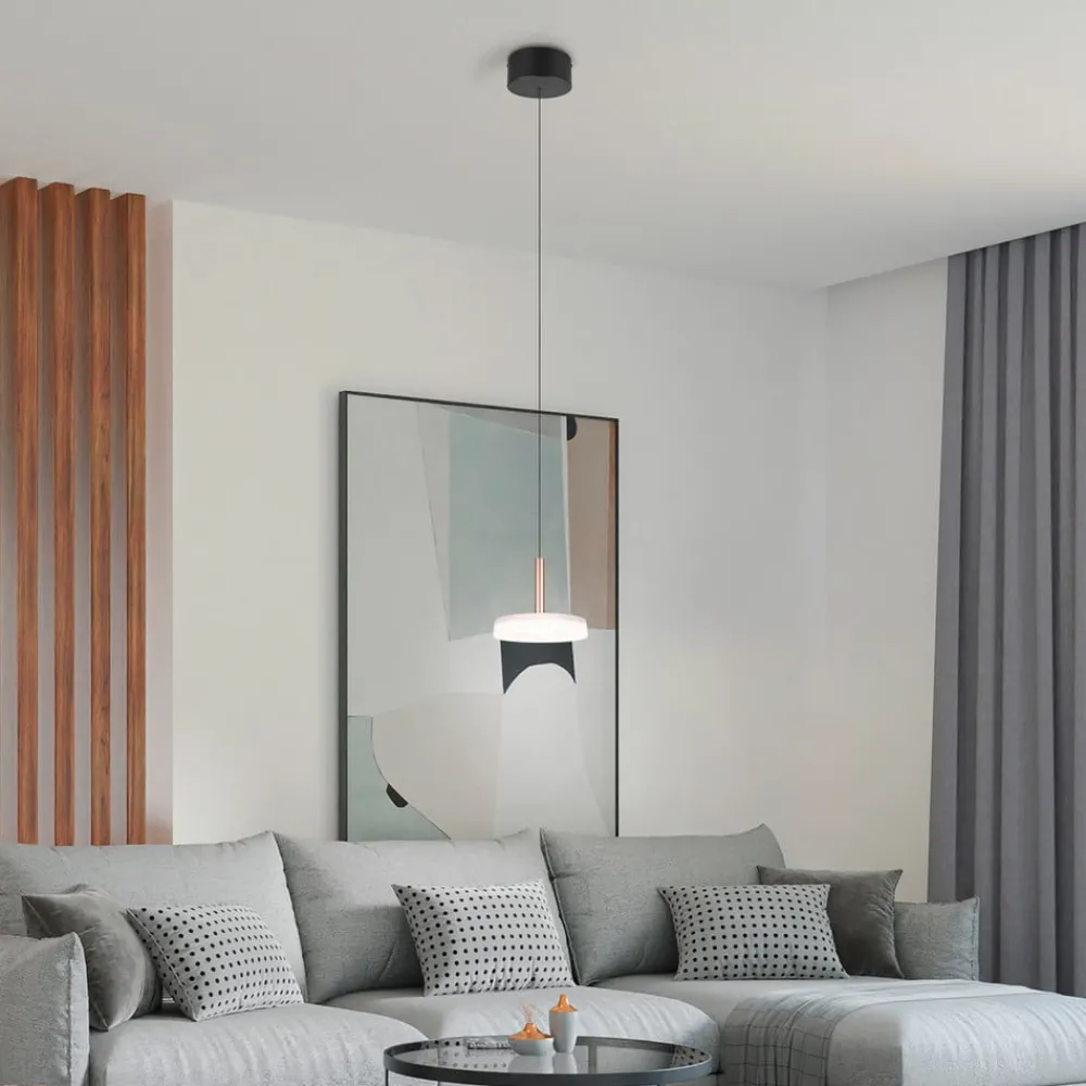 Trio Lighting Pendellamper|Pendellamper > Celeste LED-hængelampe, hvid/brun, Ø 22 cm, glas, dæmpbar