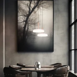 Trio Lighting Pendellamper|Pendellamper > Celeste LED-hængelampe, hvid/brun, Ø 22 cm, glas, dæmpbar