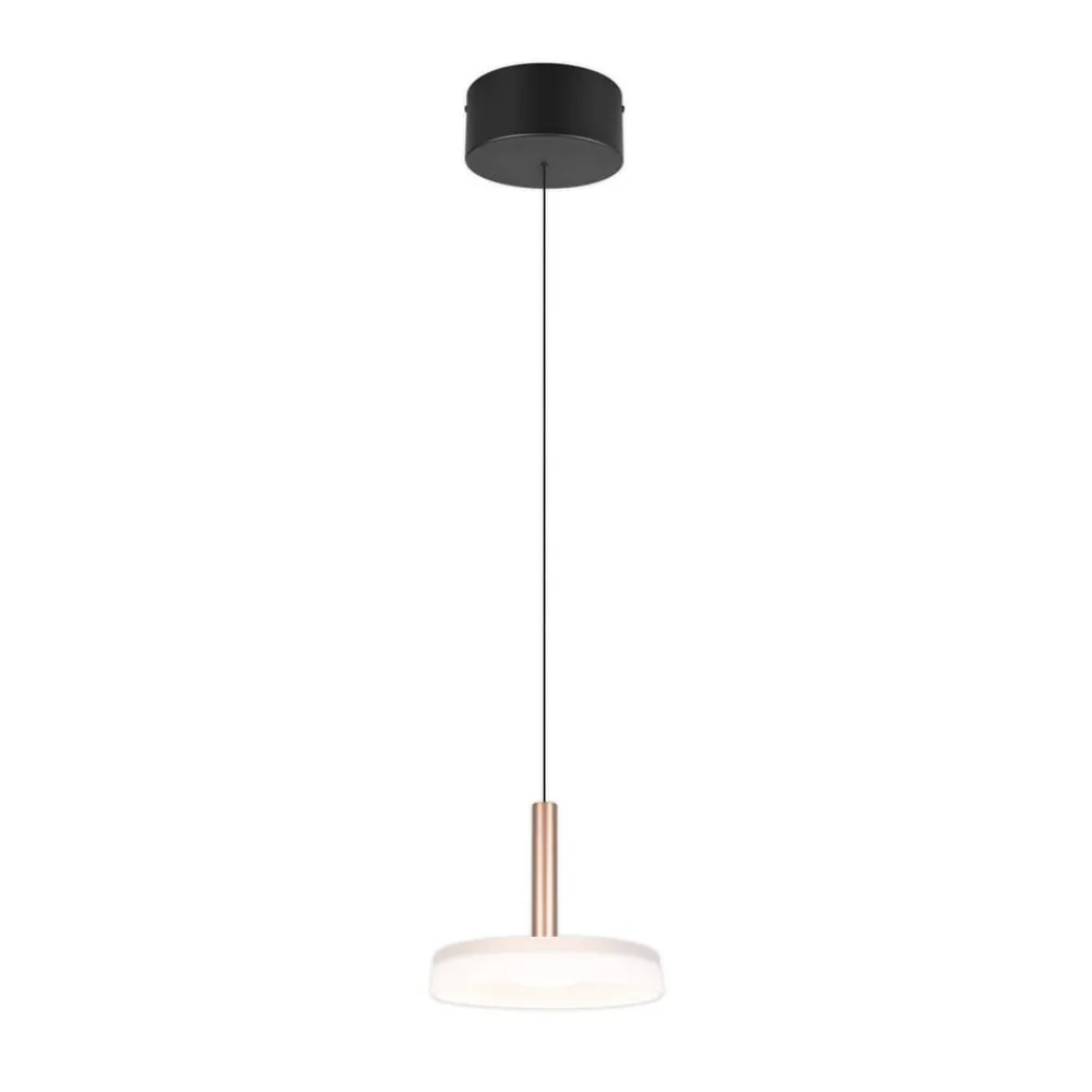 Trio Lighting Pendellamper|Pendellamper > Celeste LED-hængelampe, hvid/brun, Ø 22 cm, glas, dæmpbar