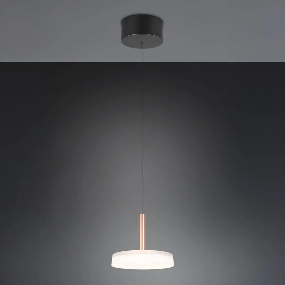Trio Lighting Pendellamper|Pendellamper > Celeste LED-hængelampe, hvid/brun, Ø 22 cm, glas, dæmpbar