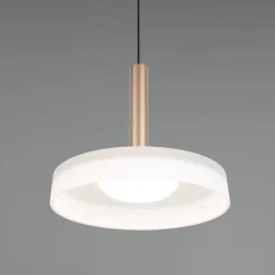 Trio Lighting Pendellamper|Pendellamper > Celeste LED-hængelampe, hvid/brun, Ø 22 cm, glas, dæmpbar