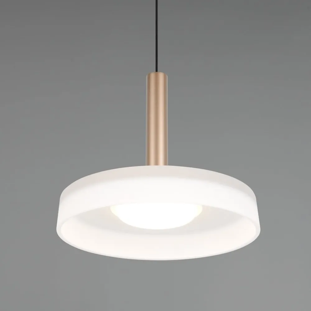 Trio Lighting Pendellamper|Pendellamper > Celeste LED-hængelampe, hvid/brun, Ø 22 cm, glas, dæmpbar