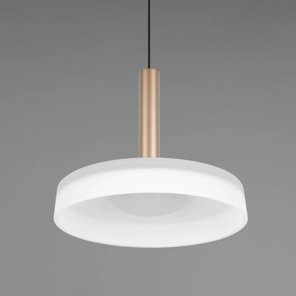Trio Lighting Pendellamper|Pendellamper > Celeste LED-hængelampe, hvid/brun, Ø 22 cm, glas, dæmpbar