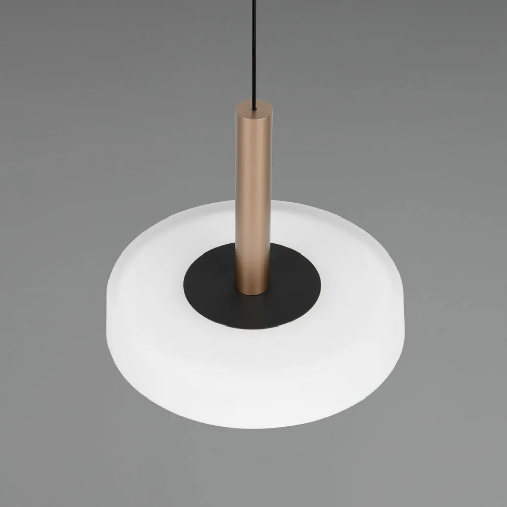 Trio Lighting Pendellamper|Pendellamper > Celeste LED-hængelampe, hvid/brun, Ø 22 cm, glas, dæmpbar