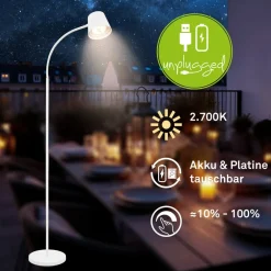 Briloner Gulvlamper|Gulvlamper > Cielo LED-gulvlampe, hvid, touchdæmper, USB-kabel