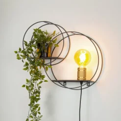 Væglamper ^ Lucide Circle væglampe, sort, 38 cm, E27