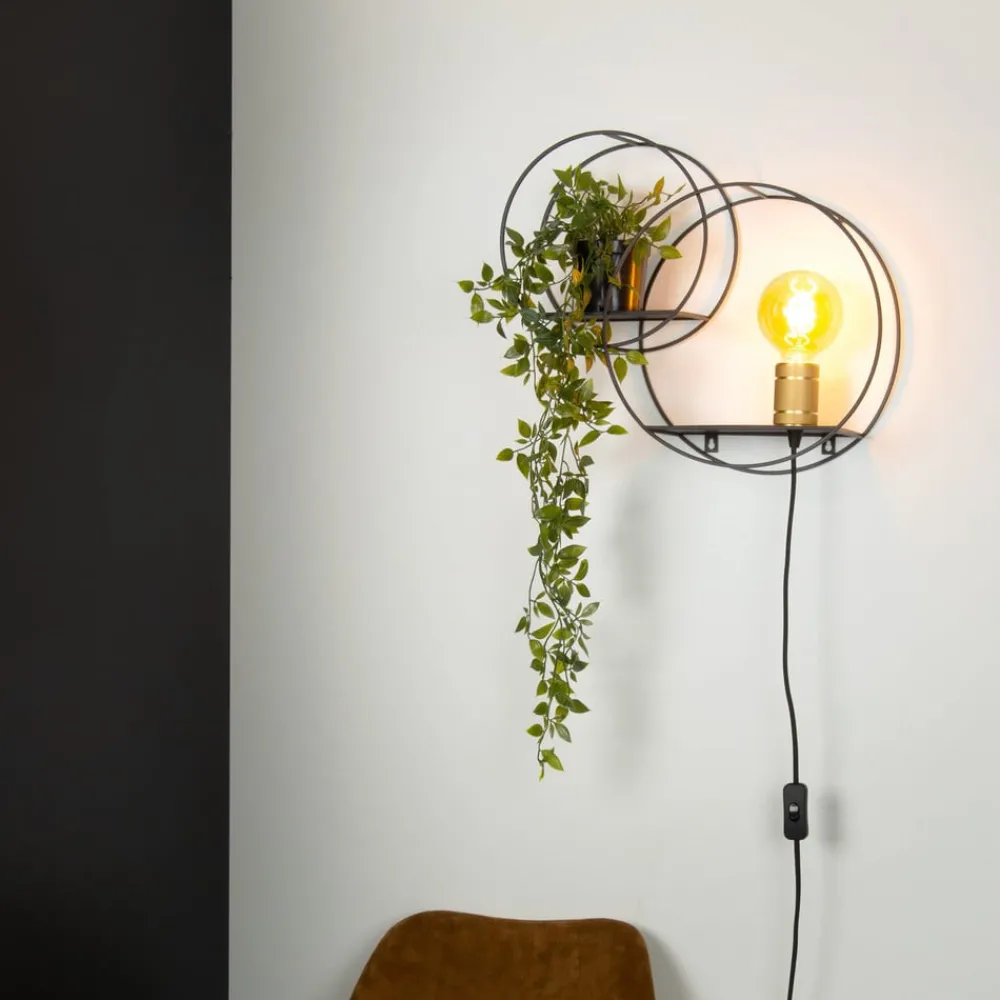 Væglamper ^ Lucide Circle væglampe, sort, 38 cm, E27