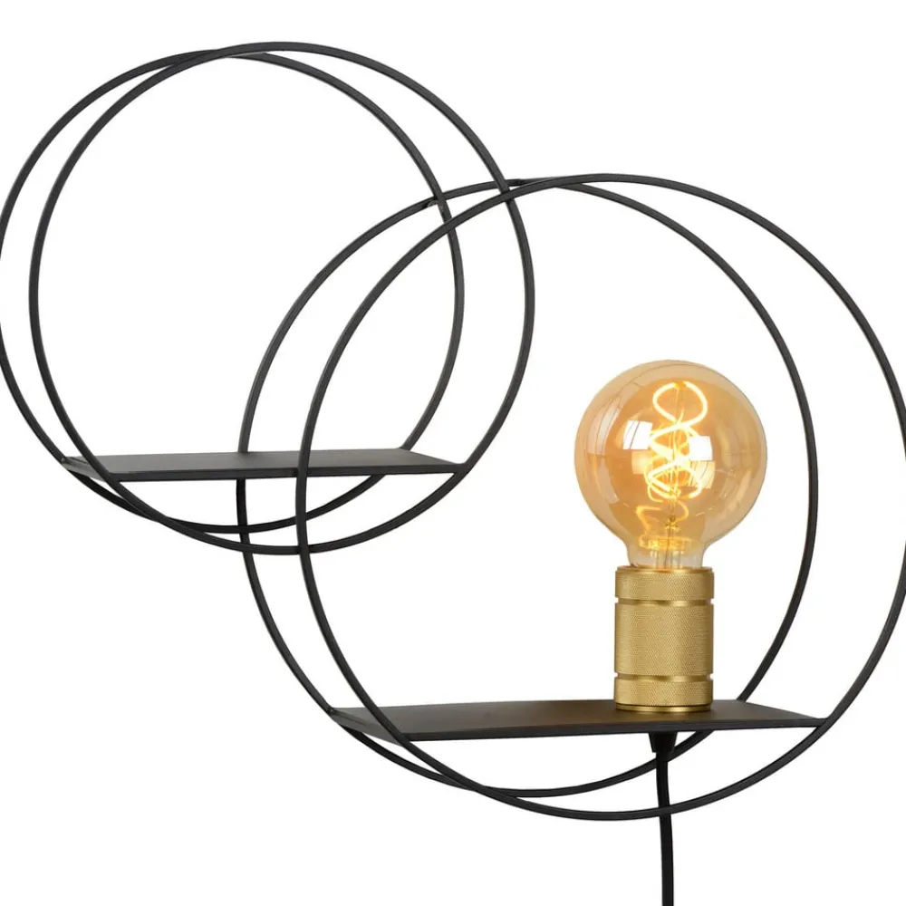 Væglamper ^ Lucide Circle væglampe, sort, 38 cm, E27