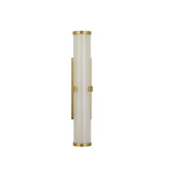 Væg- Og Spejllamper ^ Searchlight Clamp LED-væglampe, guld/hvidt stål, glas, IP44