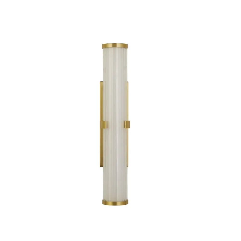 Væg- Og Spejllamper ^ Searchlight Clamp LED-væglampe, guld/hvidt stål, glas, IP44
