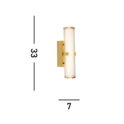 Væg- Og Spejllamper ^ Searchlight Clamp LED-væglampe, guld/hvidt stål, glas, IP44