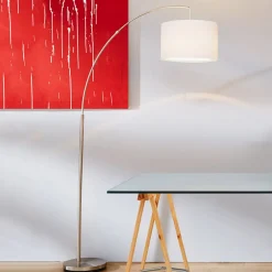 Brilliant Gulvlamper|Gulvlamper > Clarie gulvlampe, hvid, jernfarvet, 180 cm, stof/metal