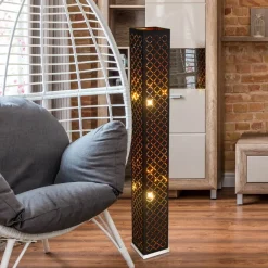 Globo Gulvlamper|Gulvlamper > Clarke gulvlampe, sort/guld blad, højde 118 cm, stof