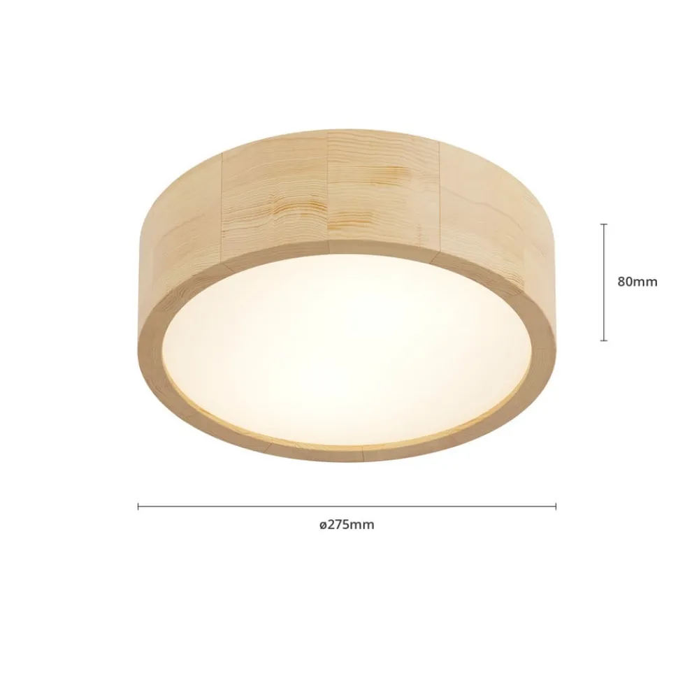 TEMAR LIGHTING Gang|Loftlamper > Cleo loftlampe, Ø 27,5 cm, 2 lyskilder, fyrretræ, E27
