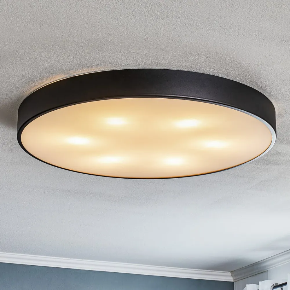 TEMAR LIGHTING Loftlamper > Cleo loftlampe med glasdiffusor, sort, Ø 78 cm