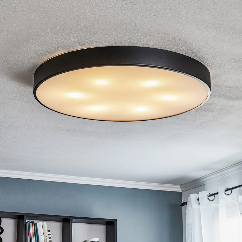 TEMAR LIGHTING Loftlamper > Cleo loftlampe med glasdiffusor, sort, Ø 78 cm