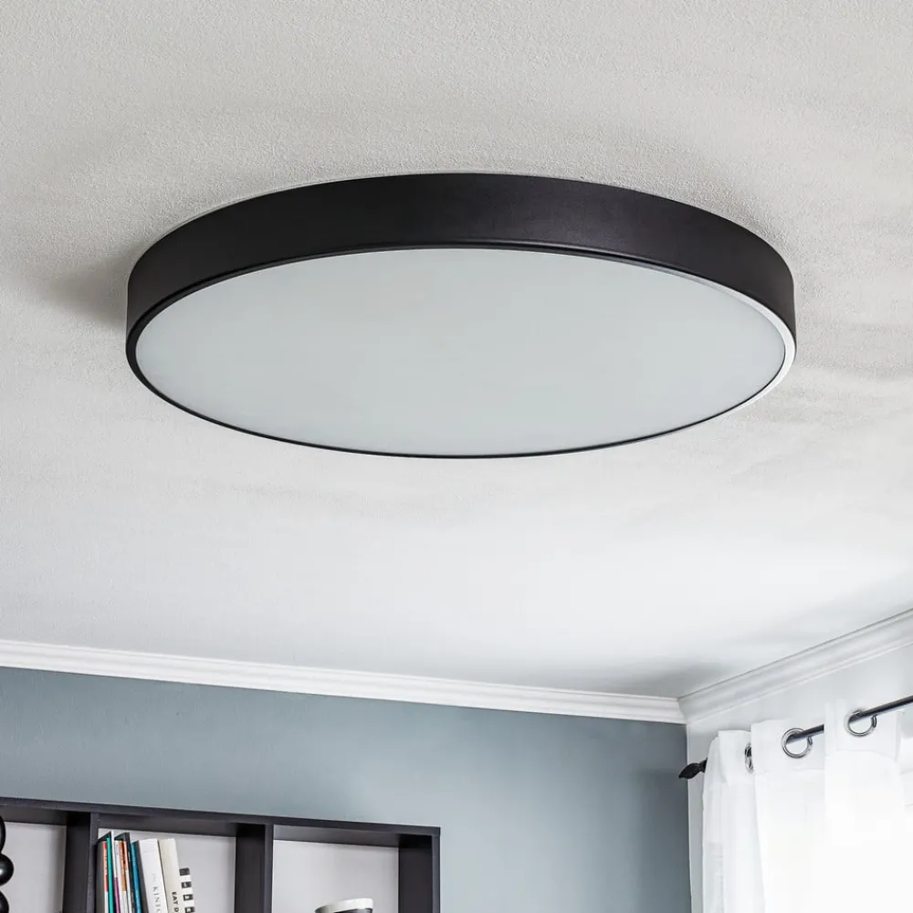 TEMAR LIGHTING Loftlamper > Cleo loftlampe med glasdiffusor, sort, Ø 78 cm