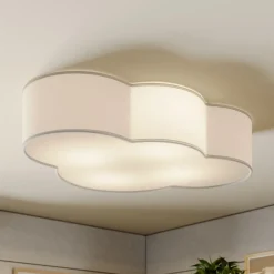 Gang|Loftlamper ^ TK Lighting Cloud loftlampe, hvid, tekstil, længde 62 cm, E27, 4 lyskilder.