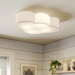 Gang|Loftlamper ^ TK Lighting Cloud loftlampe, hvid, tekstil, længde 62 cm, E27, 4 lyskilder.