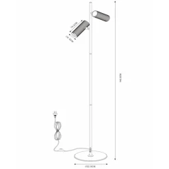 Lucide Gulvlamper|Gulvlamper > Club gulvlampe, justerbar, hvid, metal, 140 cm, GU10