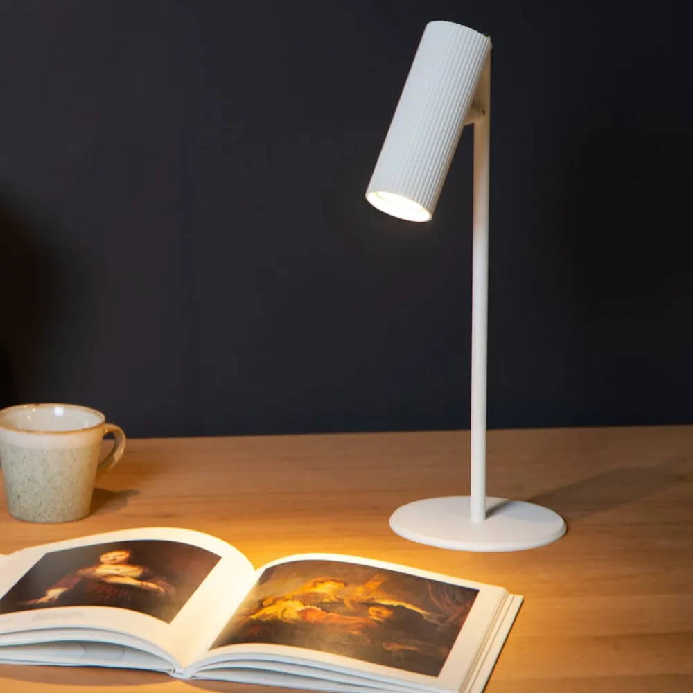 Arbejdsrum/Kontor|Bordlamper ^ Lucide Clubs bordlampe, hoved kan drejes og roteres, hvid