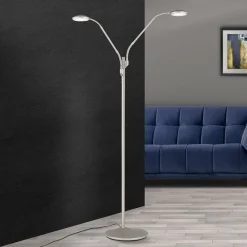 ORION Gulvlamper > Cobra LED-gulvlampe, 2 lyskilder, mat nikkel