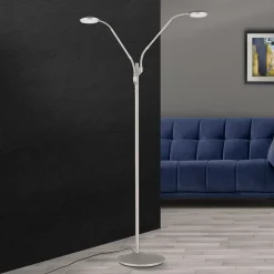 ORION Gulvlamper > Cobra LED-gulvlampe, 2 lyskilder, mat nikkel