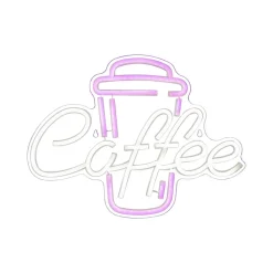 STAR TRADING Dekorationsbelysning > Coffee LED-væglampe, pink/hvid, plexiglas, 40 x 30 cm USB