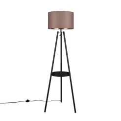 Gulvlamper ^ Reality Leuchten Colette gulvlampe, trebenet fod, sort/gråbrun