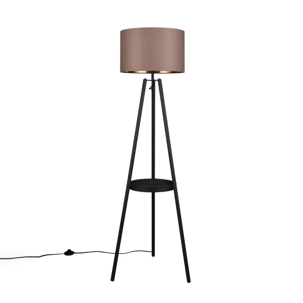 Gulvlamper ^ Reality Leuchten Colette gulvlampe, trebenet fod, sort/gråbrun