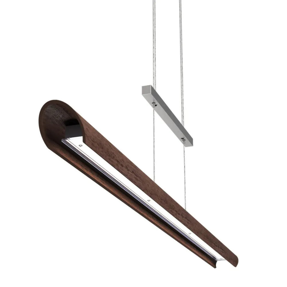 Pendellamper ^ Elobra Colombia S LED-pendellampe, nøddetræ