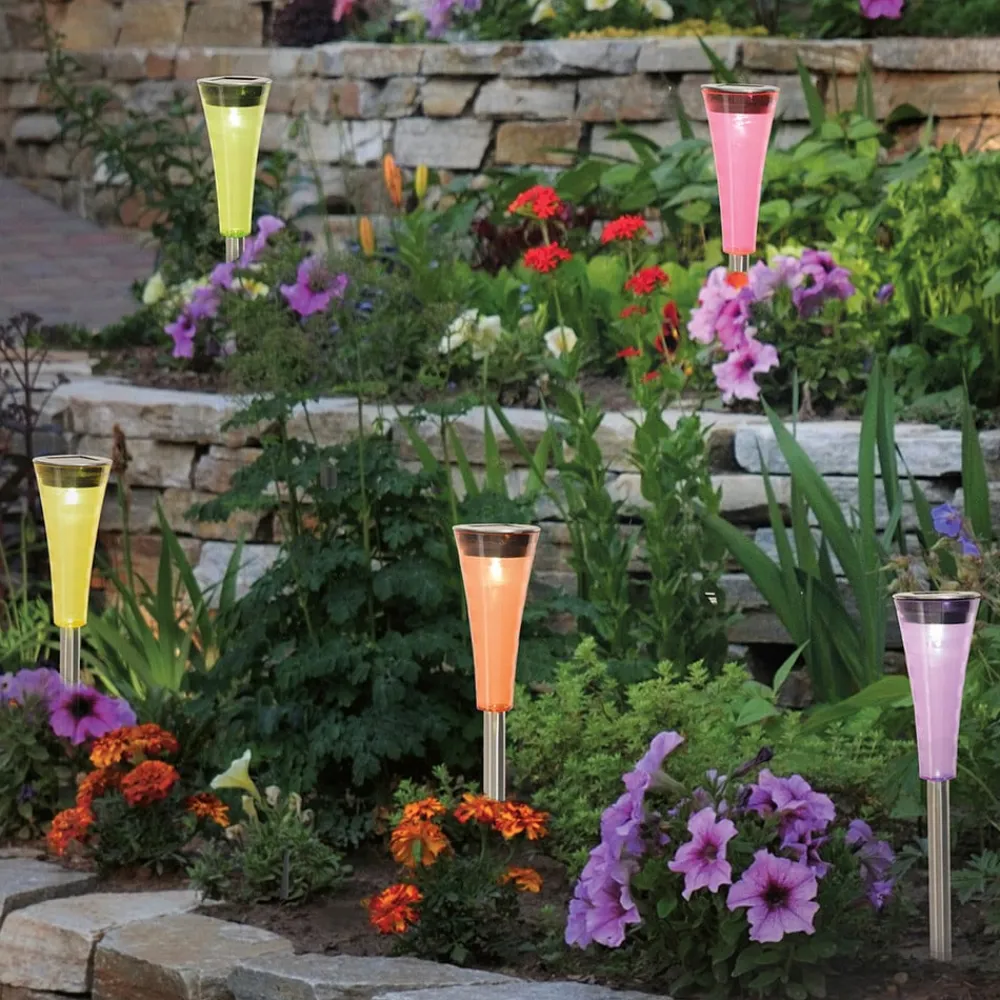 Solcellelamper|Udendørs Spot ^ Näve Colorato - farverig LED solcelle jordspyd 5 sæt
