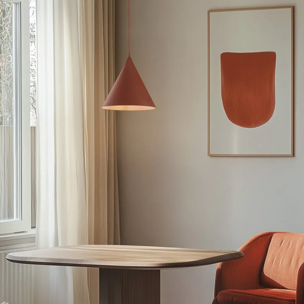 Pendellamper|Pendellamper ^ TK Lighting Cono pendel, enkelt lys, Ø 25 cm, teglrød