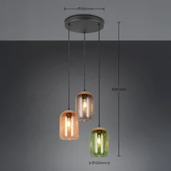 Trio Lighting Pendellamper > Cork hængelampe, flerfarvet, Ø 30 cm, 3 lyskilder, glas/kork